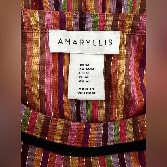 Amaryllis Womens Striped Tassle Pom Pom Boho Colorful CottonTop Size M NWOT - Picture 5 of 8